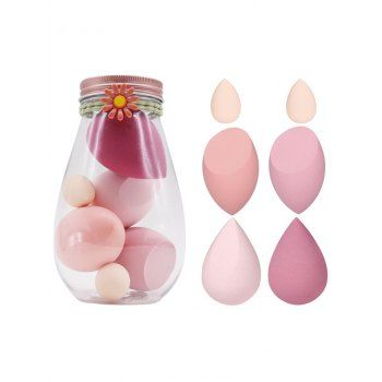 

6Pcs Oblique Waterdrop Multi-shaped Beauty Tools Makeup Sponge Set, Light pink