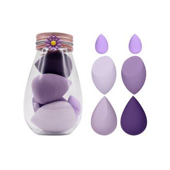

6Pcs Oblique Waterdrop Multi-shaped Beauty Tools Makeup Sponge Set, Purple