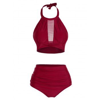 Halter Tankini Swimsuit Cut Out Plain Color Tummy Control Swimwear Padded High Waisted Bathing Suit, Deep red
Halter Tankini Swimsuit Cut Out Plain Color Tummy Control Swimwear Padded High Waisted Bathing Suit, Deep red