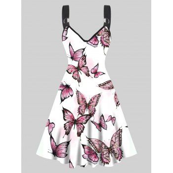Allover Butterfly Print A Line Dress O Ring Strap Sleeveless High Waist Dress, White
Allover Butterfly Print A Line Dress O Ring Strap Sleeveless High Waist Dress, White