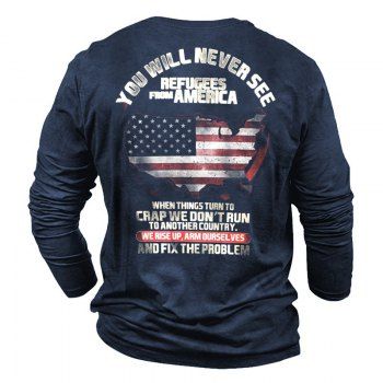 Letter American Flag Print Graphic T Shirt Round Neck Long Sleeve Casual Tee, White
Letter American Flag Print Graphic T Shirt Round Neck Long Sleeve Casual Tee, White