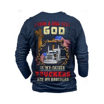 Slogan American Flag Truck Print Graphic T-shirt Long Sleeve Round Neck Casual Tee, Blue
Slogan American Flag Truck Print Graphic T-shirt Long Sleeve Round Neck Casual Tee, Blue