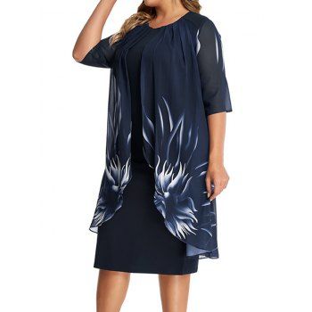 Plus Size Dress Flower Mesh Overlay Round Neck Half Sleeve Shift Midi Dress, Blue
Plus Size Dress Flower Mesh Overlay Round Neck Half Sleeve Shift Midi Dress, Blue