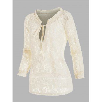 See Thru Allover Flower Lace Blouse Ruffle Plunging Neck Long Sleeve Blouse, Light yellow
See Thru Allover Flower Lace Blouse Ruffle Plunging Neck Long Sleeve Blouse, Light yellow