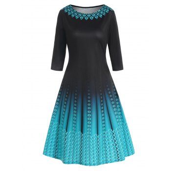 Ombre Dress Geometric Printed Dress Round Neck Half Sleeve A Line Midi Dress, Multicolor a
Ombre Dress Geometric Printed Dress Round Neck Half Sleeve A Line Midi Dress, Multicolor a
