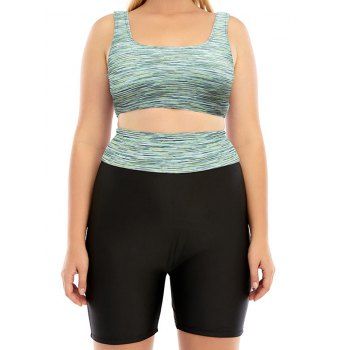 Plus Size Striped Print Modest Swimsuit Padded Swim Shorts Two Piece Tankini Swimwear, Multicolor
Plus Size Striped Print Modest Swimsuit Padded Swim Shorts Two Piece Tankini Swimwear, Multicolor