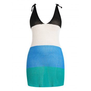 Plus Size Cover-up Dress Contrast Colorblock Tied Shoulder Knitted Cover-up Dress, Multicolor a
Plus Size Cover-up Dress Contrast Colorblock Tied Shoulder Knitted Cover-up Dress, Multicolor a