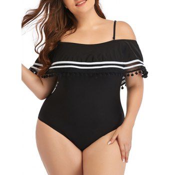 Plus Size Contrasting Stripe Dots Tassel Underwire One-piece Swimsuit Adjustable Straps One-piece Swimwear, Black
Plus Size Contrasting Stripe Dots Tassel Underwire One-piece Swimsuit Adjustable Straps One-piece Swimwear, Black