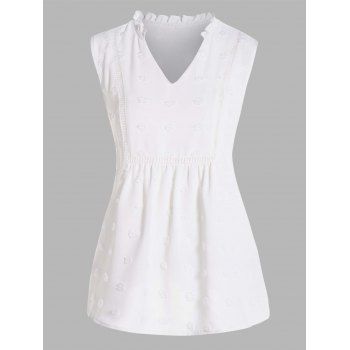 Plain Color Tank Top Hollow Out Swiss Dots Ruffle V Neck Casual Tank Top, White
Plain Color Tank Top Hollow Out Swiss Dots Ruffle V Neck Casual Tank Top, White