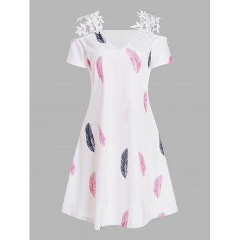 Colored Feather Print Dress Guipure Lace V Neck Cold Shoulder A Line Mini Dress, Multicolor a
Colored Feather Print Dress Guipure Lace V Neck Cold Shoulder A Line Mini Dress, Multicolor a