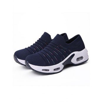Slip On Breathable Knit Thick Sole Sport Sneakers, Deep blue