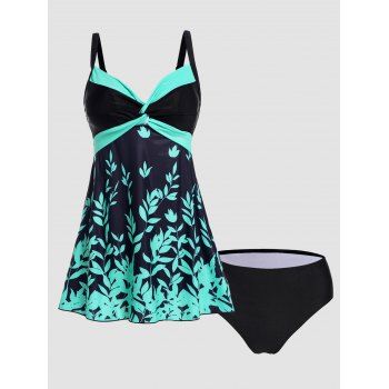 Contrasting Leaf Print Front Twist Tankini Swimsuit Tummy Control Padded Tankini Two Piece Swimwear Adjustable Straps Bathing Suit, Green
Contrasting Leaf Print Front Twist Tankini Swimsuit Tummy Control Padded Tankini Two Piece Swimwear Adjustable Straps Bathing Suit, Green