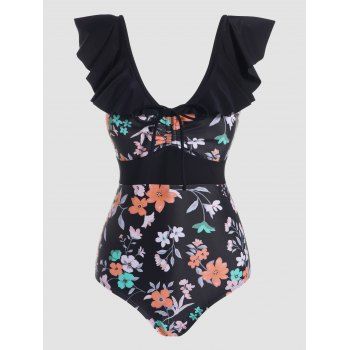 Flower Print One-piece Swimsuit Ruffles Cinched Adjustable Straps Cut Out One-piece Swimwear, Multicolor a
Flower Print One-piece Swimsuit Ruffles Cinched Adjustable Straps Cut Out One-piece Swimwear, Multicolor a
