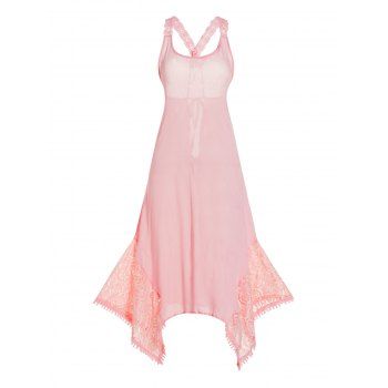 Pastel Color Cover-up Dress Flower Lace Panel Open Back Asymmetrical Hem Beach Cover-up Dress, Light pink
Pastel Color Cover-up Dress Flower Lace Panel Open Back Asymmetrical Hem Beach Cover-up Dress, Light pink