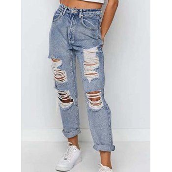 Straight Ripped Jeans Light Wash Distressed Zipper Fly Pockets Long Denim Pants, Blue
Straight Ripped Jeans Light Wash Distressed Zipper Fly Pockets Long Denim Pants, Blue