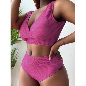 Plus Size Bikini Swimsuit Plain Color Textured Padded Surplice Swimwear Tummy Control Vacation Bathing Suit, Light pink
Plus Size Bikini Swimsuit Plain Color Textured Padded Surplice Swimwear Tummy Control Vacation Bathing Suit, Light pink