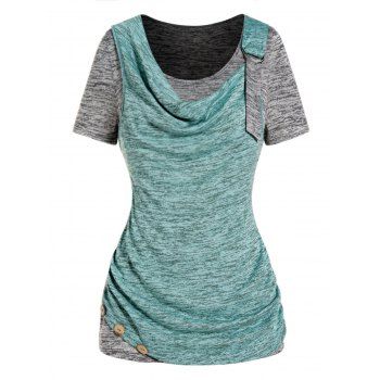 Contrast Colorblock T Shirt Space Dye Draped Round Neck Short Sleeve Casual Tee, Gray
Contrast Colorblock T Shirt Space Dye Draped Round Neck Short Sleeve Casual Tee, Gray