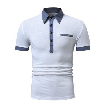 Half Button Short Sleeve T-shirt Colorblock Turndown Collar Casual Tee, Multicolor
Half Button Short Sleeve T-shirt Colorblock Turndown Collar Casual Tee, Multicolor