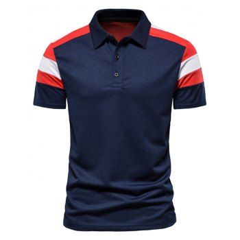 Contrast Colorblock Short Sleeve T-shirt Turndown Collar A Quarter Button Sport Tee, Multicolor
Contrast Colorblock Short Sleeve T-shirt Turndown Collar A Quarter Button Sport Tee, Multicolor