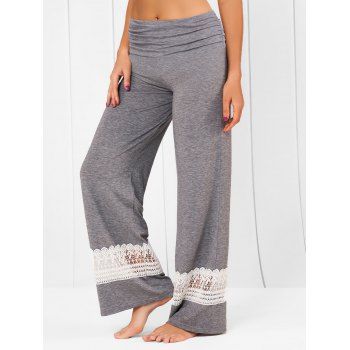 Heather Pants Hollow Out Lace Panel Ruched Wide Elastic High Waisted Wide Leg Pants, Gray
Heather Pants Hollow Out Lace Panel Ruched Wide Elastic High Waisted Wide Leg Pants, Gray