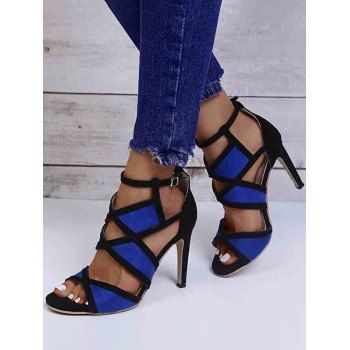 Two Tone Color Cut Out Buckle Strap High Heels Open Toe Casual Outdoor Sandals, Blue
Two Tone Color Cut Out Buckle Strap High Heels Open Toe Casual Outdoor Sandals, Blue
