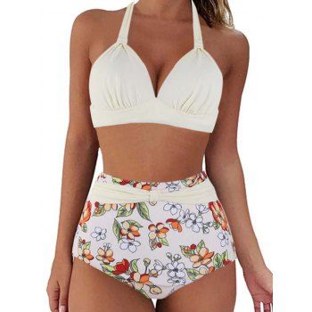Flower Print Halter Bikini Swimsuit Padded Bowknot Bikini Two Piece Swimwear High Waist Bathing Suit, Multicolor
Flower Print Halter Bikini Swimsuit Padded Bowknot Bikini Two Piece Swimwear High Waist Bathing Suit, Multicolor