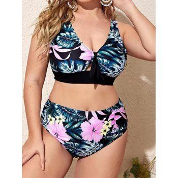 Plus Size Tankini Swimsuit Flower Leaf Print Bowknot Cut Out Swimwear Plunge Vacation Bathing Suit, Multicolor
Plus Size Tankini Swimsuit Flower Leaf Print Bowknot Cut Out Swimwear Plunge Vacation Bathing Suit, Multicolor