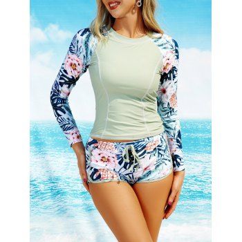 Vacation Tankini Swimsuit Tropical Flower Leaf Print Long Sleeve Boyshorts Padded Modest Bathing Suit, Green
Vacation Tankini Swimsuit Tropical Flower Leaf Print Long Sleeve Boyshorts Padded Modest Bathing Suit, Green