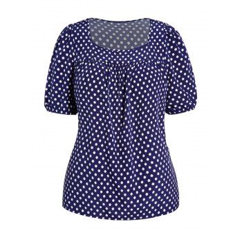 Plus Size & Curve Blouse Polka Dot Square Collar Short Sleeve Casual Blouse, Deep blue
Plus Size & Curve Blouse Polka Dot Square Collar Short Sleeve Casual Blouse, Deep blue