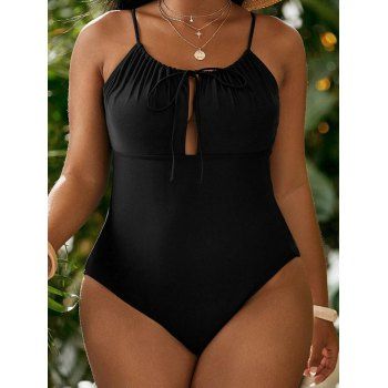 Plus Size Solid Color Cut Out Bowknot One-piece Swimsuit Adjustable Straps Padded One-piece Swimwear, Black
Plus Size Solid Color Cut Out Bowknot One-piece Swimsuit Adjustable Straps Padded One-piece Swimwear, Black