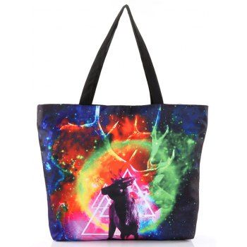 

Galaxy Animal Pattern Zipper Trendy One Shoulder Bag, Multicolor a