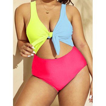 Plus Size Vacation Monokini Contrast Colorblock Bowknot Summer One-piece Swimwear, Multicolor a
Plus Size Vacation Monokini Contrast Colorblock Bowknot Summer One-piece Swimwear, Multicolor a