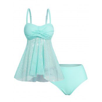 Vacation Tankini Swimsuit Hollow Out Twisted Swimwear Padded Tummy Control Bathing Suit, Light green
Vacation Tankini Swimsuit Hollow Out Twisted Swimwear Padded Tummy Control Bathing Suit, Light green