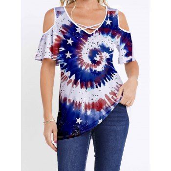 Swirl Star Tie Dye Print T Shirt Crisscross Cold Shoulder Casual Long Tee, Multicolor
Swirl Star Tie Dye Print T Shirt Crisscross Cold Shoulder Casual Long Tee, Multicolor