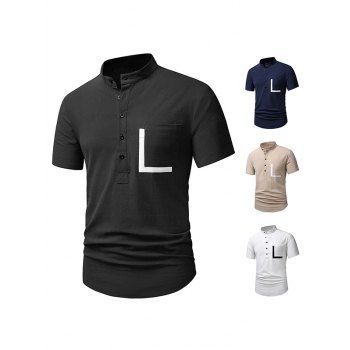 Half Button T Shirt Contrast Color Front Pocket Stand Collar Short Sleeve Tee, Black
Half Button T Shirt Contrast Color Front Pocket Stand Collar Short Sleeve Tee, Black