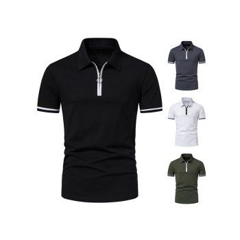 Half Zipper T Shirt Contrast Color Turn Down Collar Short Sleeve Casual Tee, Black
Half Zipper T Shirt Contrast Color Turn Down Collar Short Sleeve Casual Tee, Black