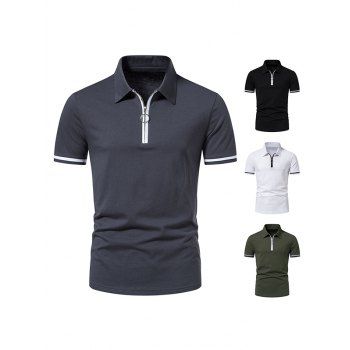 Half Zipper T Shirt Contrast Color Turn Down Collar Short Sleeve Casual Tee, Dark gray
Half Zipper T Shirt Contrast Color Turn Down Collar Short Sleeve Casual Tee, Dark gray