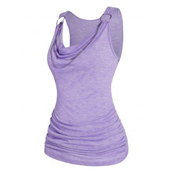 Cowl Neck Tank Top Draped Ruched Chain Embellishment Casual Tank Top, Light purple
Cowl Neck Tank Top Draped Ruched Chain Embellishment Casual Tank Top, Light purple