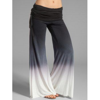 Ombre Print Wide Leg Pants Cinched Foldover Elastic Waist Long Relaxed Pants, Black
Ombre Print Wide Leg Pants Cinched Foldover Elastic Waist Long Relaxed Pants, Black