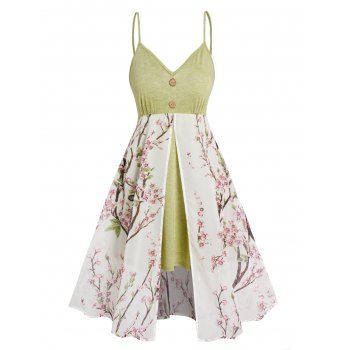 Colorblock Dress Peach Blossom Overlay Mock Button V Neck Sleeveless Empire Waist A Line Midi Dress, Light green
Colorblock Dress Peach Blossom Overlay Mock Button V Neck Sleeveless Empire Waist A Line Midi Dress, Light green