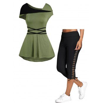 Colorblock High Low Belted Hooded Tank Top And Lace Up Capri Leggings Summer Outfit, Multicolor
Colorblock High Low Belted Hooded Tank Top And Lace Up Capri Leggings Summer Outfit, Multicolor