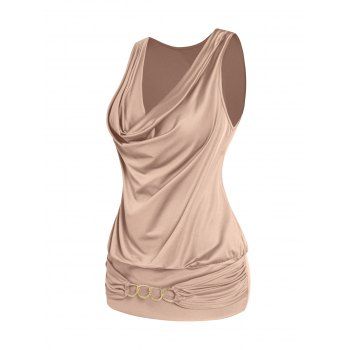 Plain Color Tank Top Draped Cowl Neck Chain Embellishment Casual Tank Top, Light coffee
Plain Color Tank Top Draped Cowl Neck Chain Embellishment Casual Tank Top, Light coffee