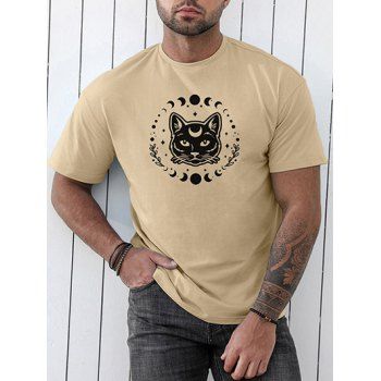 Moon Phase Cat Leaf Print T-shirt Short Sleeve Round Neck Casual Tee, Light coffee
Moon Phase Cat Leaf Print T-shirt Short Sleeve Round Neck Casual Tee, Light coffee