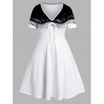 Plus Size Dress Contrast Colorblock Note Print Tied Front V Neck High Waisted A Line Midi Dress, Multicolor a
Plus Size Dress Contrast Colorblock Note Print Tied Front V Neck High Waisted A Line Midi Dress, Multicolor a