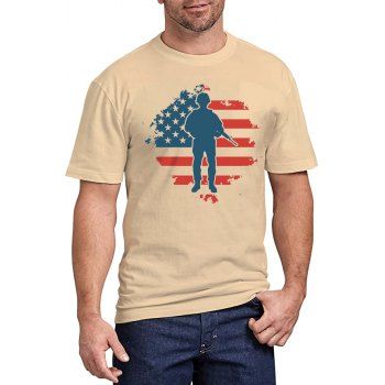 American Flag Soldier Print T-shirt Short Sleeve Round Neck Patriotic Tee, Light coffee
American Flag Soldier Print T-shirt Short Sleeve Round Neck Patriotic Tee, Light coffee
