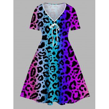 Plus Size & Curve Dress Allover Leopard Ombre Print Cinched V Neck Short Sleeve Dress, Multicolor
Plus Size & Curve Dress Allover Leopard Ombre Print Cinched V Neck Short Sleeve Dress, Multicolor
