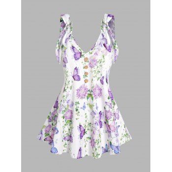 Butterfly Flower Print Cottagecore Tank Top Tie Knot Strap Mock Button V Neck Tank Top, White
Butterfly Flower Print Cottagecore Tank Top Tie Knot Strap Mock Button V Neck Tank Top, White
