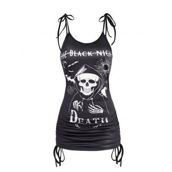 Gothic Tank Top Sun Skull Letter Print Tied Shoulder Cinched Long Casual Tank Top, Black
Gothic Tank Top Sun Skull Letter Print Tied Shoulder Cinched Long Casual Tank Top, Black