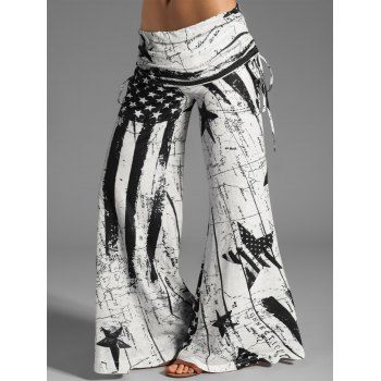 Star And Stripe American Flag Map Print Wide Leg Pants Cinched Foldover Patriotic Loose Pants, Black
Star And Stripe American Flag Map Print Wide Leg Pants Cinched Foldover Patriotic Loose Pants, Black