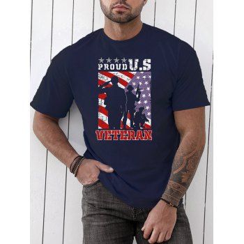 Patriotic T Shirt Letter American Flag Characters Print Round Neck Short Sleeve Tee, Deep blue
Patriotic T Shirt Letter American Flag Characters Print Round Neck Short Sleeve Tee, Deep blue